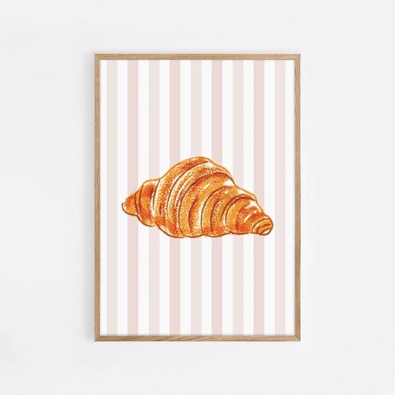 Croissant Wall Art Print Kitchen Wall Art Trendy Home Decor Food Print Art Retro Prints