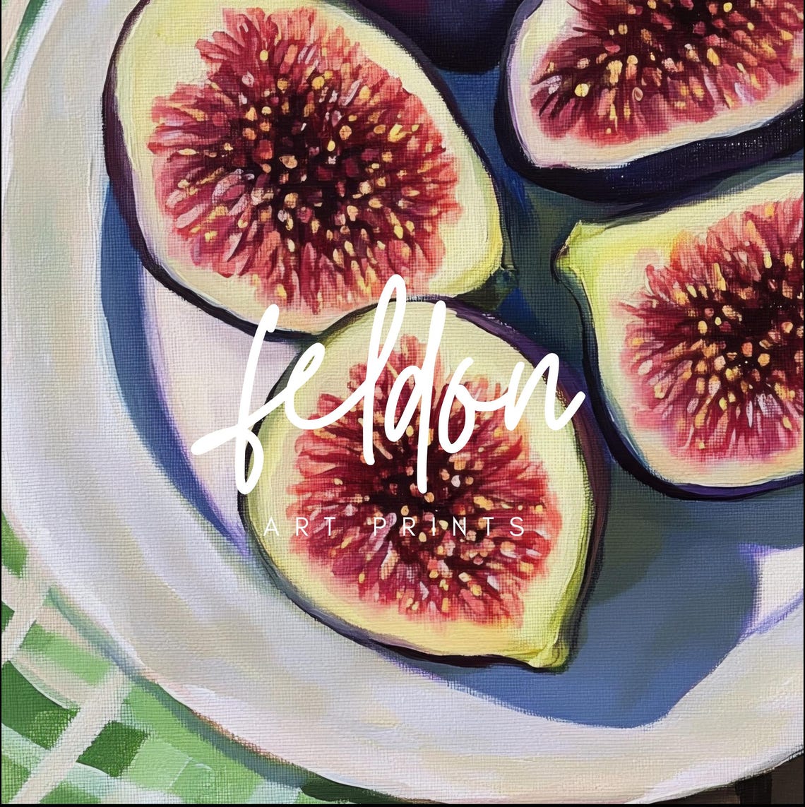 Ripe Figs On White Plate Colorful Fruit Still Life Painting Poster - Image 3