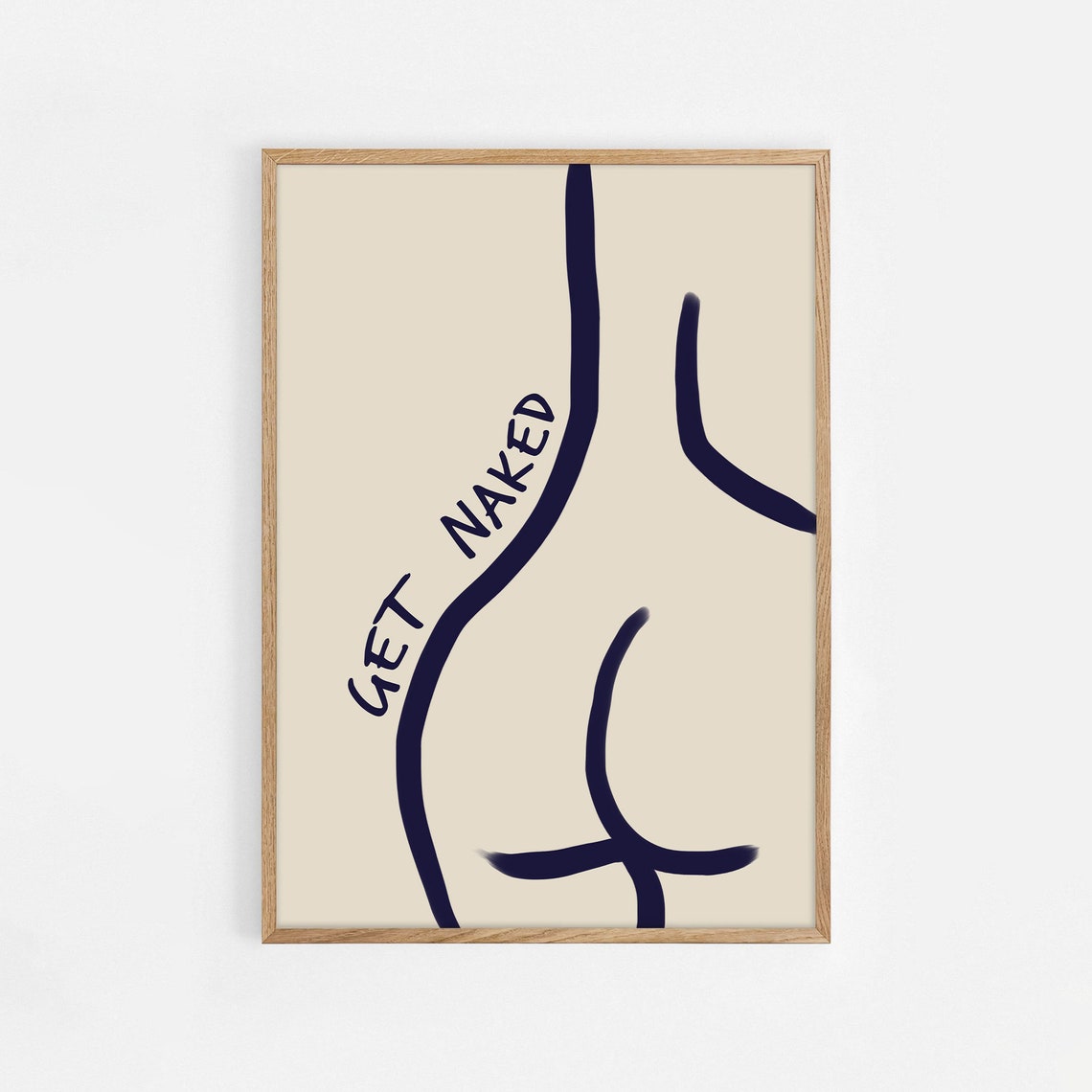 Get Naked Bathroom Print Female Body Line Art Trendy Bedroom Wall Art College Dorm Poster Female Body Poster Blue Bathroom Posters
