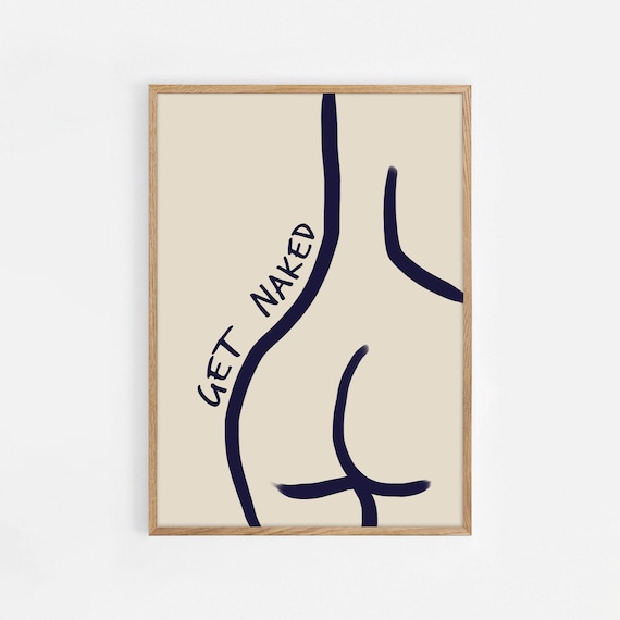 Get Naked Minimalist Body Line Art Cheeky Bathroom Trendy Poster