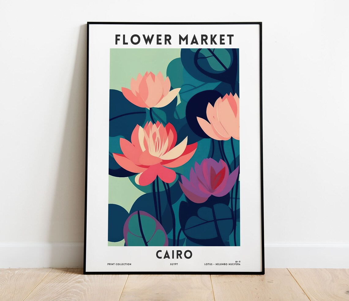 Cairo Flower Market Poster Colorful Floral Wall Art