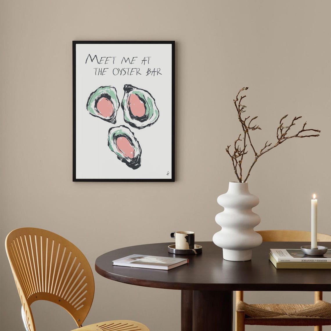 Meet Me At The Oyster Bar Quote Coastal Seafood Kitchen Poster - Image 4