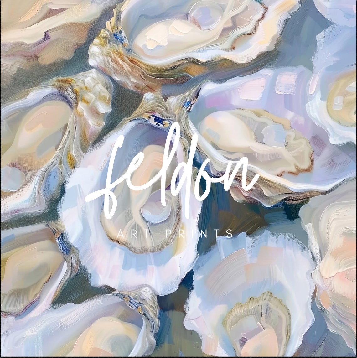 Pastel Oyster Shells Coastal Beachy Abstract Shell Art Poster - Image 2