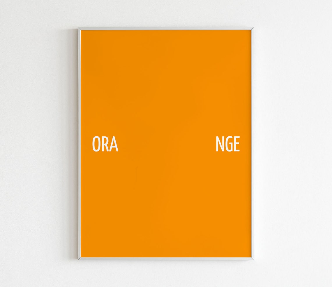 Orange Split Wordplay Typography Citrus Minimalist Kitchen Poster