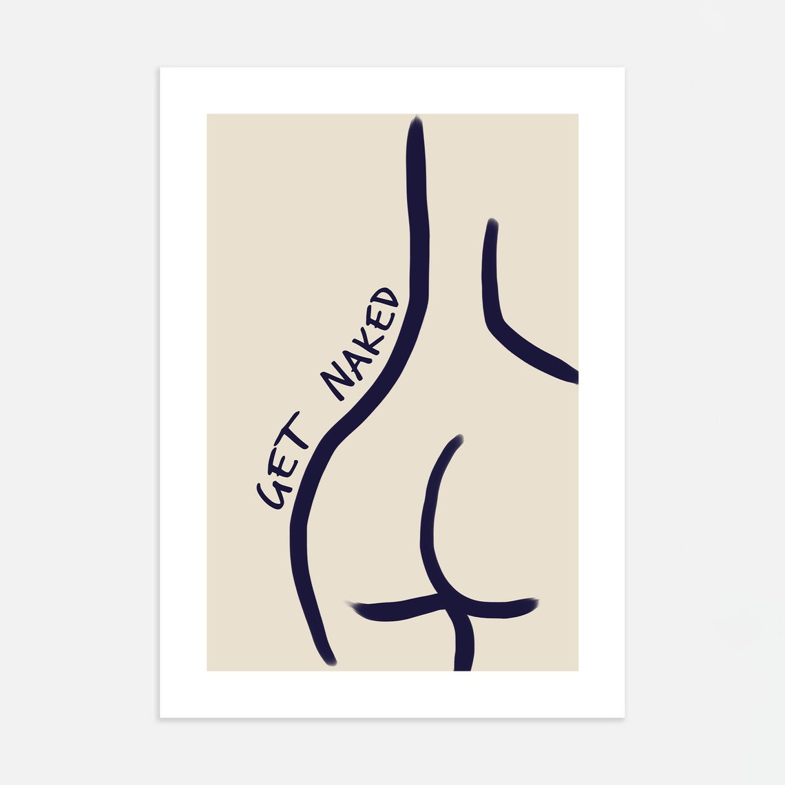 Get Naked Bathroom Print Female Body Line Art Trendy Bedroom Wall Art College Dorm Poster Female Body Poster Blue Bathroom Posters - Image 4