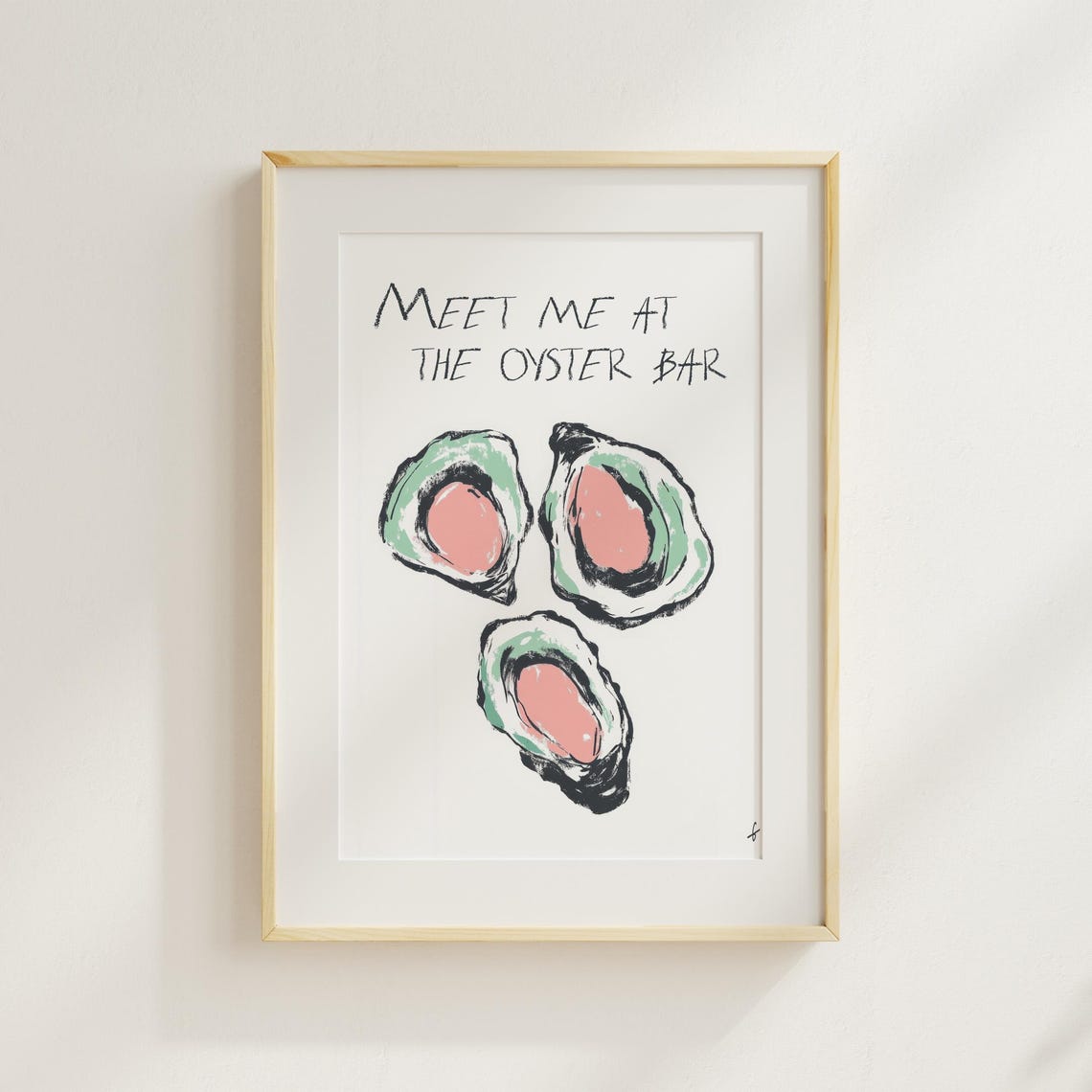 Meet Me At The Oyster Bar Quote Coastal Seafood Kitchen Poster - Image 2