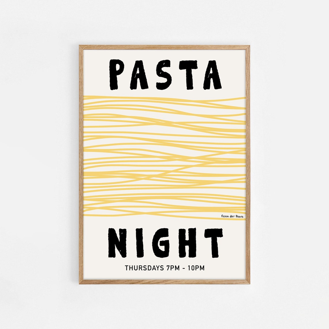 Pasta Night Thursdays Minimalist Spaghetti Line Art Kitchen Poster