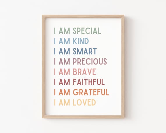 I Am Affirmations for Kids Classroom Poster