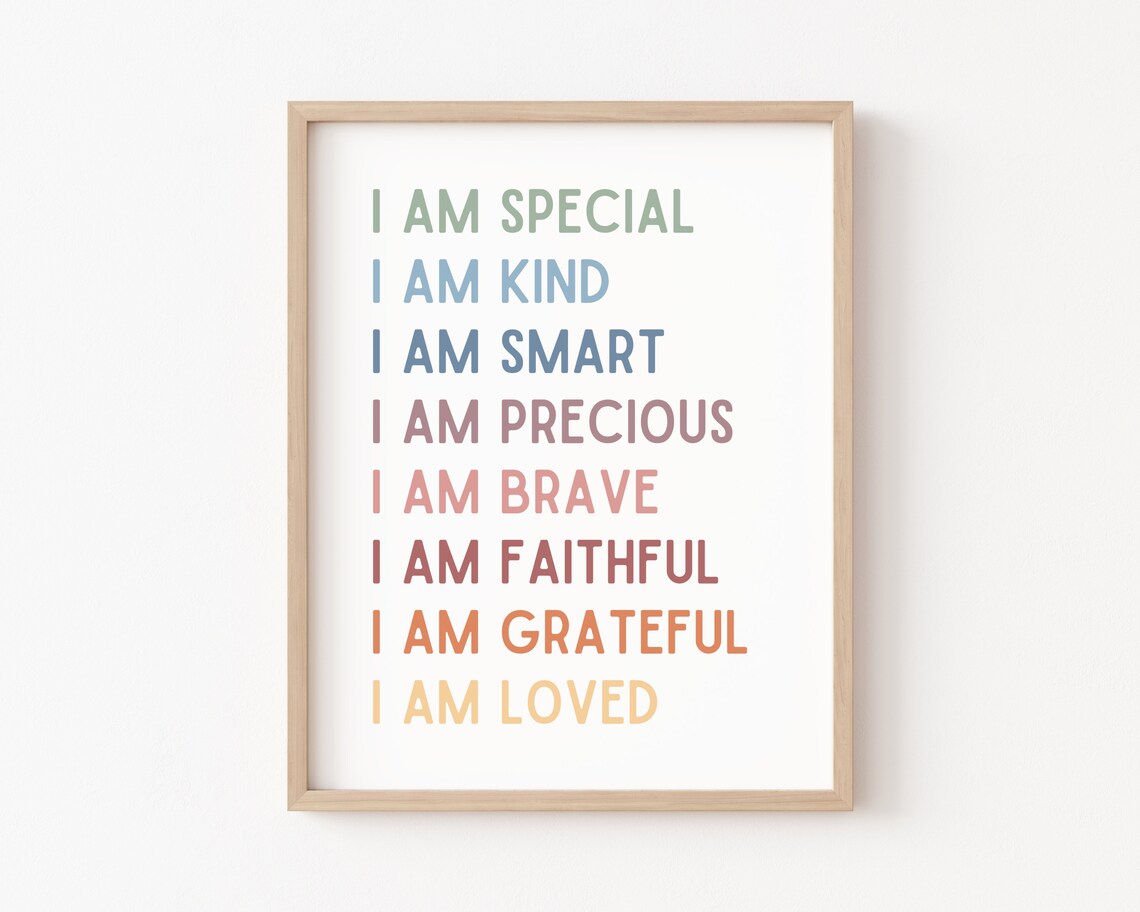 I Am Affirmations for Kids Classroom Poster