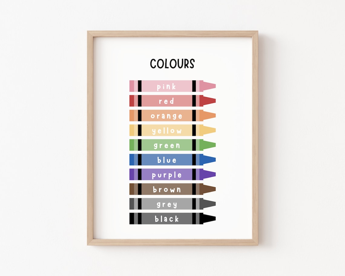 Colours Poster, Muted Tones Educational Wall Art