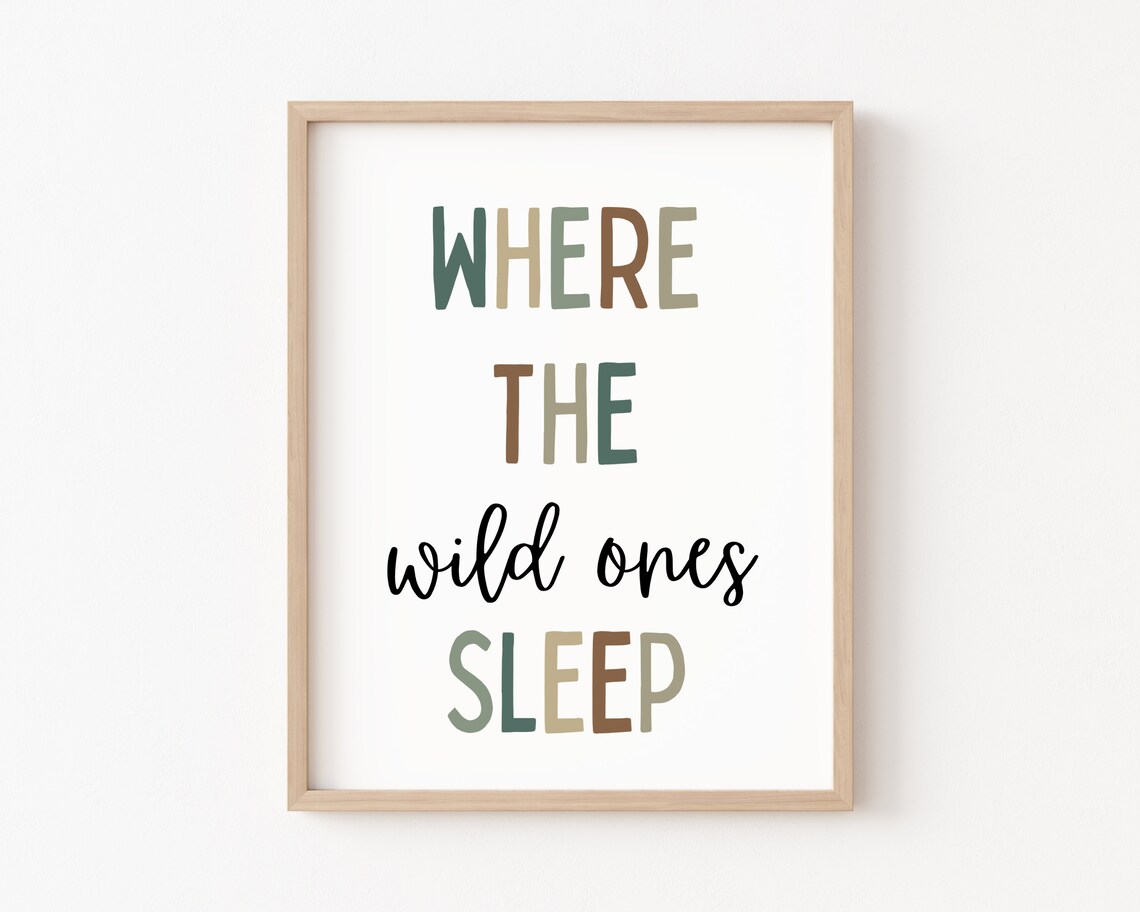 Where The Wild Ones Sleep Earth Tone Nursery Kids Quote Poster