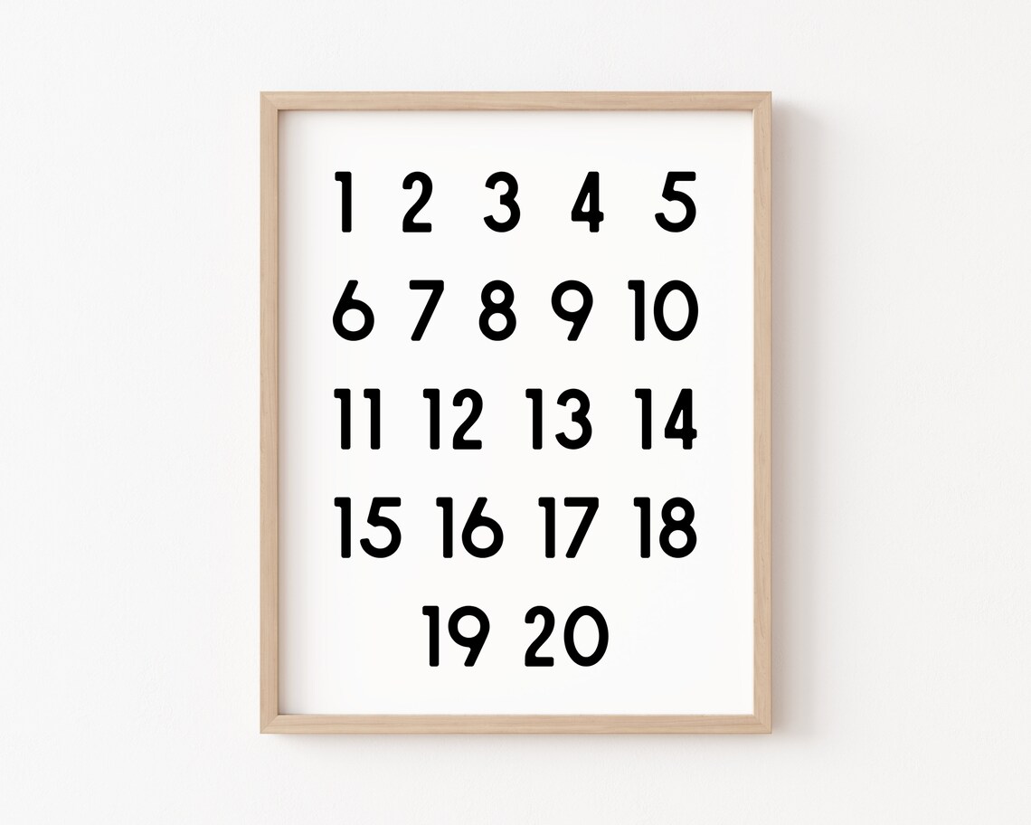 Number Poster 123 Print, Neutral Nursery Decor