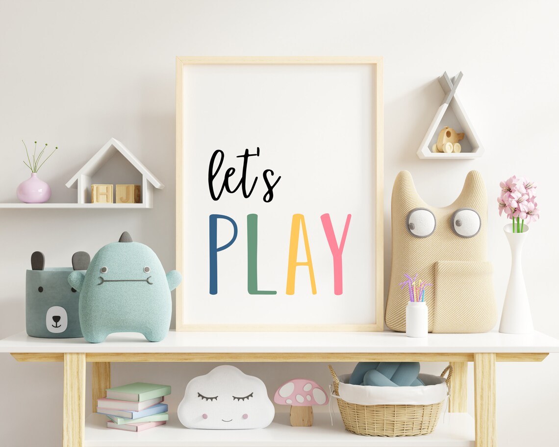 Lets Play Sign Playroom Kids Poster Print
