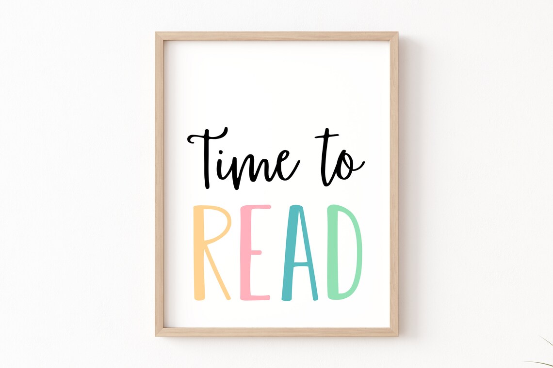Time To Read Sign, Pastel Classroom Wall Art Print