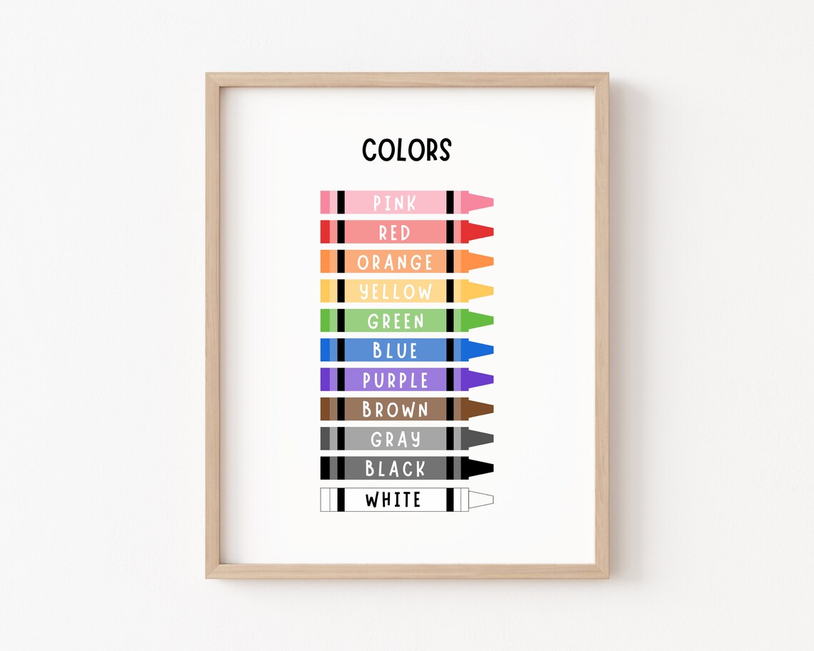 Colors Educational Poster, Kindergarten Classroom Decor