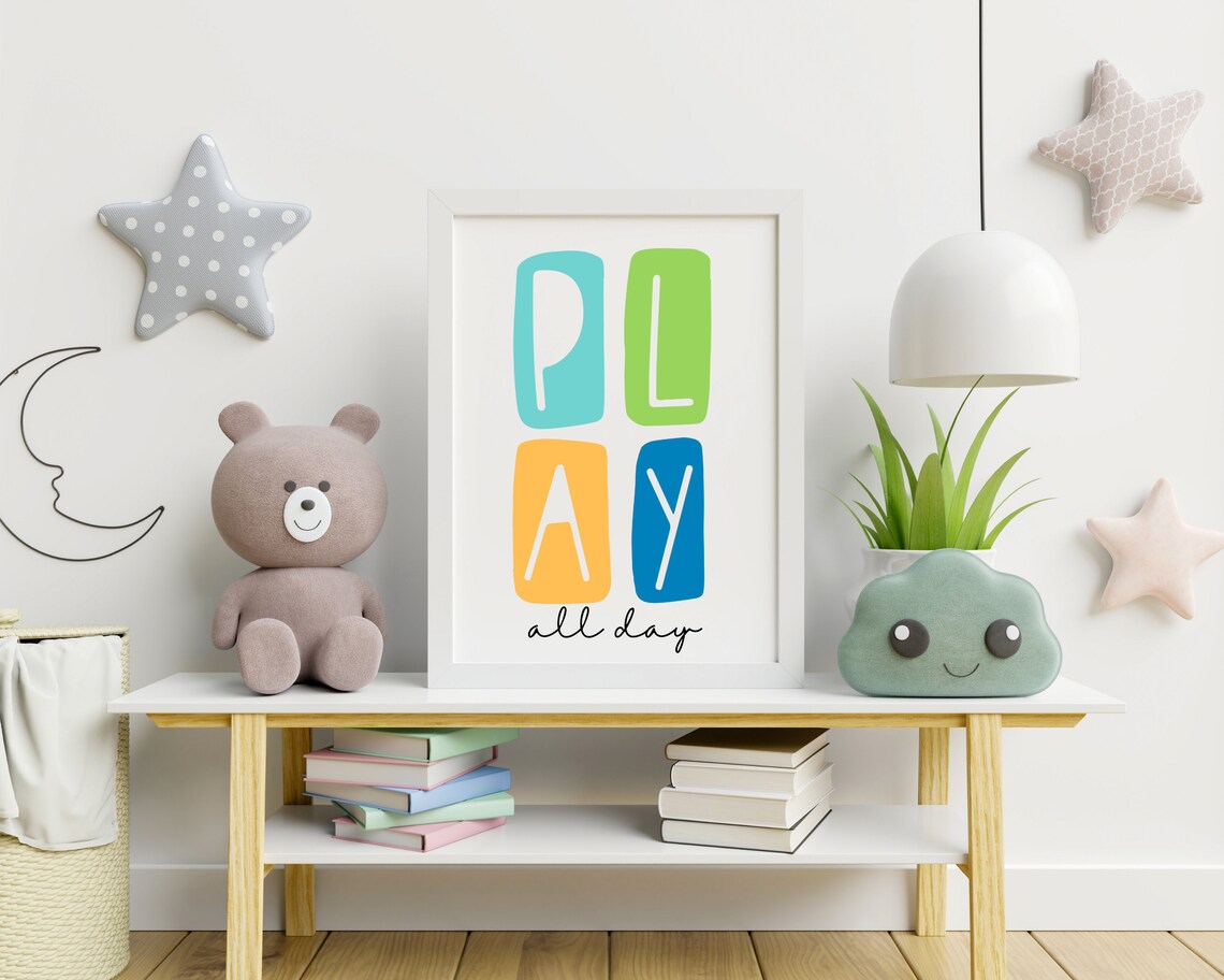 Play All Day Typography Art Print, Playroom Decor - Image 2