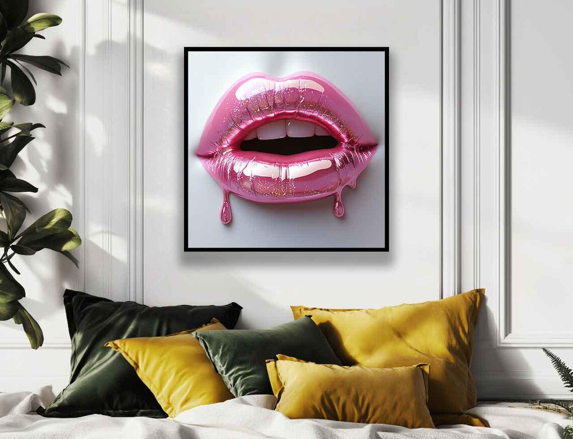 Pink Lipstick Woman Portrait, Modern Art Print - Image 5