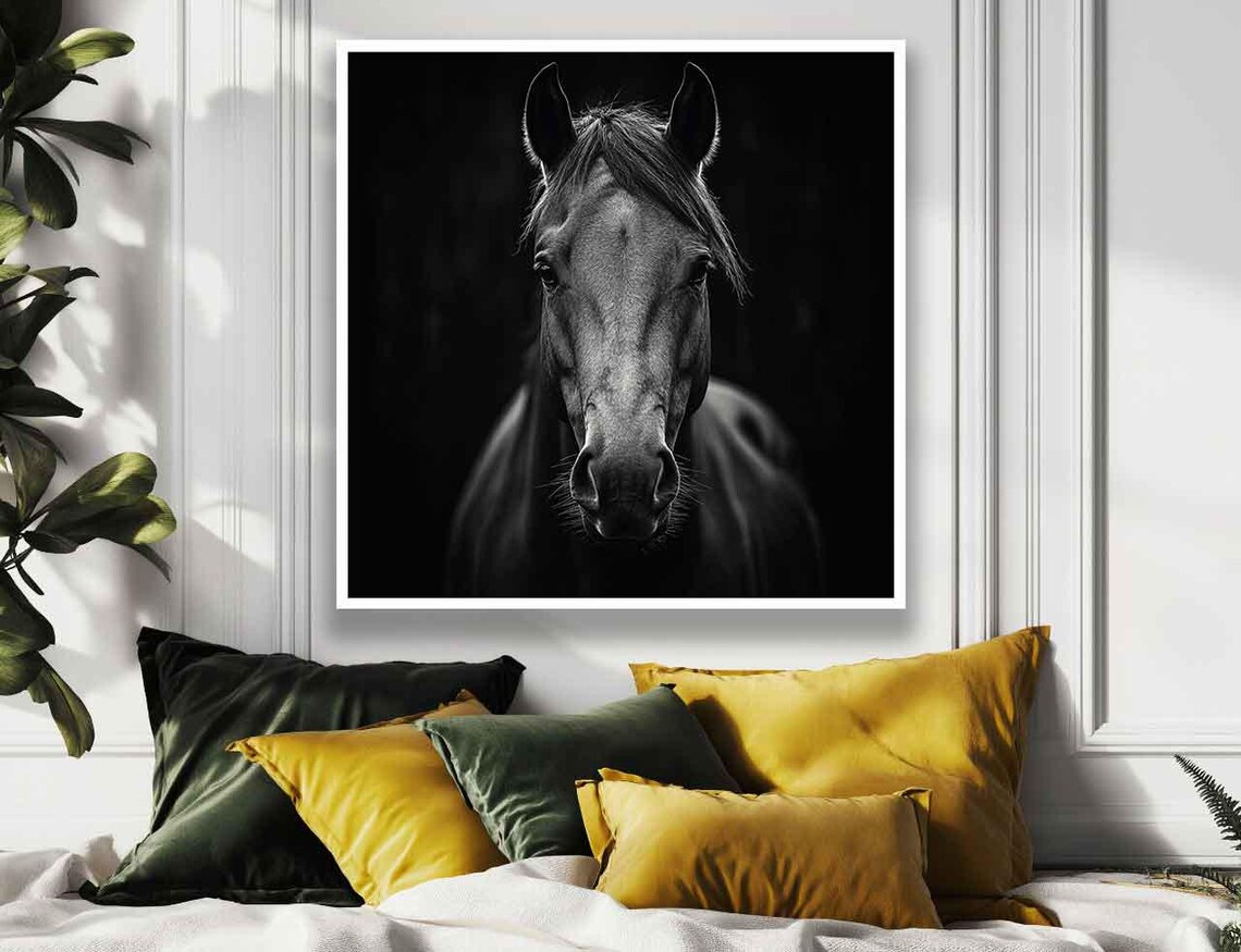 Horse Painting, Black Horse Decor Wall Art Print - Image 2