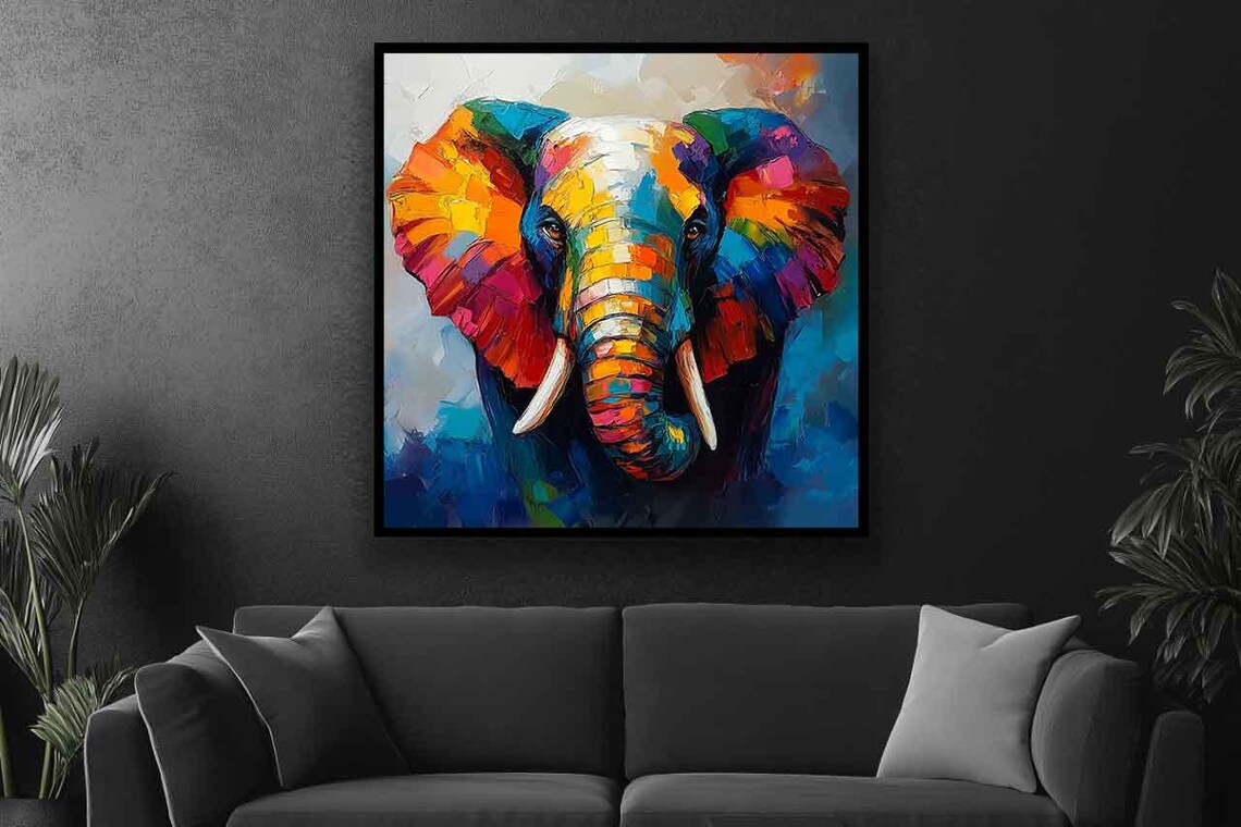 Rainbow Elephant Head Splash in Vibrant Modern Abstract Art Poster - Image 4