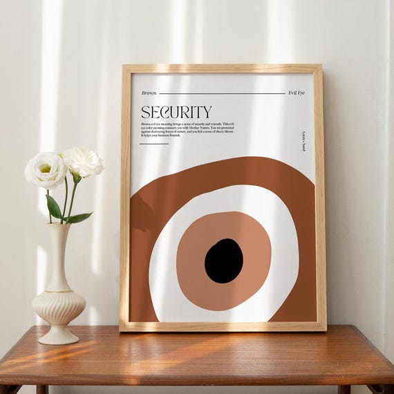 Brown Evil Eye Abstract Art Print Boho Dorm Decor Instant