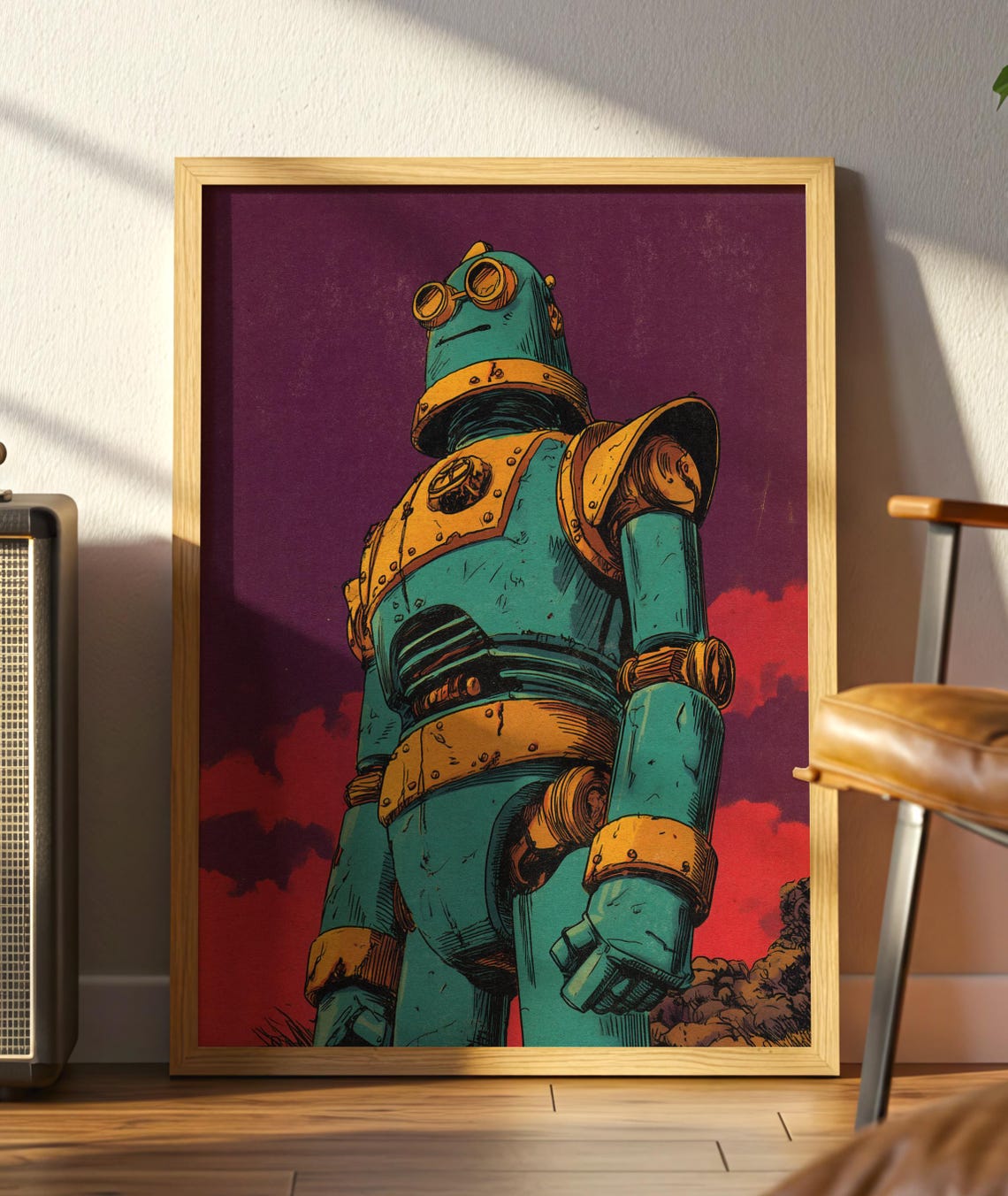 Retro Robot Sci Fi Pop Art Vintage Steampunk Illustration Poster