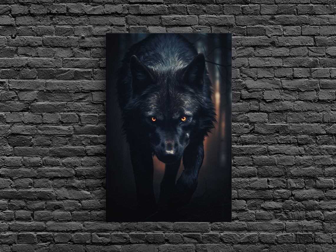 Black Wolf On The Hunt Art Print, Wildlife - Image 3