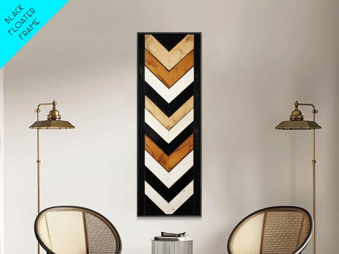 Retro Chevron Wood Pattern Mid Century Modern Geometric Art Poster - Image 5