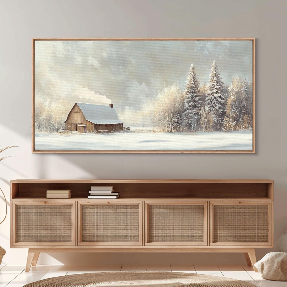 Snowy Barn in Winter Wonderland Rustic Art Print - Image 5