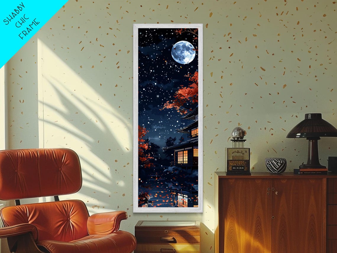 Starry Night Traditional Japanese Home Moonlit Sky Art Print - Image 3