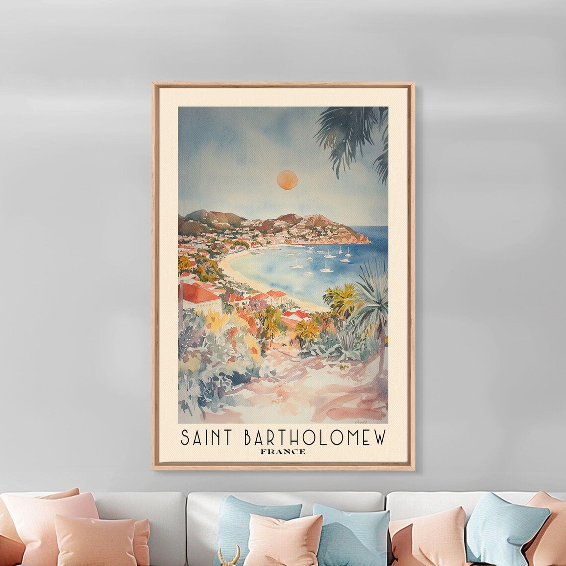 Saint Bartholomew France Harbor Town Sunset Sailboats Caribbean Bay Poster - Image 2
