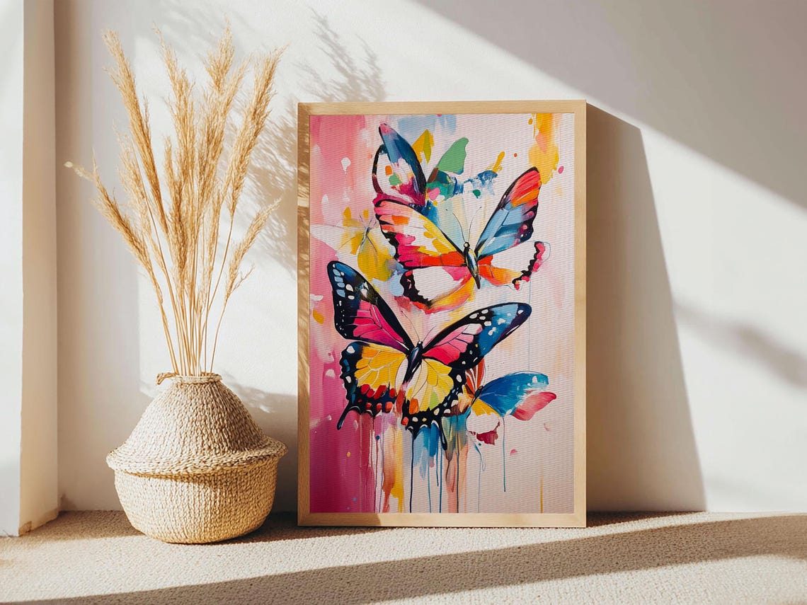 Preppy Butterflies Print Dorm Room Decor Oil Painting Of Butterflies Butterfly Wall Art Butterfly Painting - Image 6