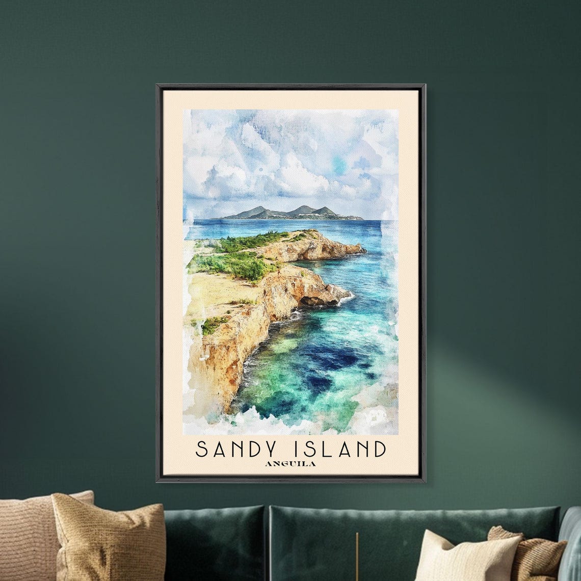 Sandy Island Anguilla Rocky Cove Turquoise Lagoon Distant Isle Poster - Image 5