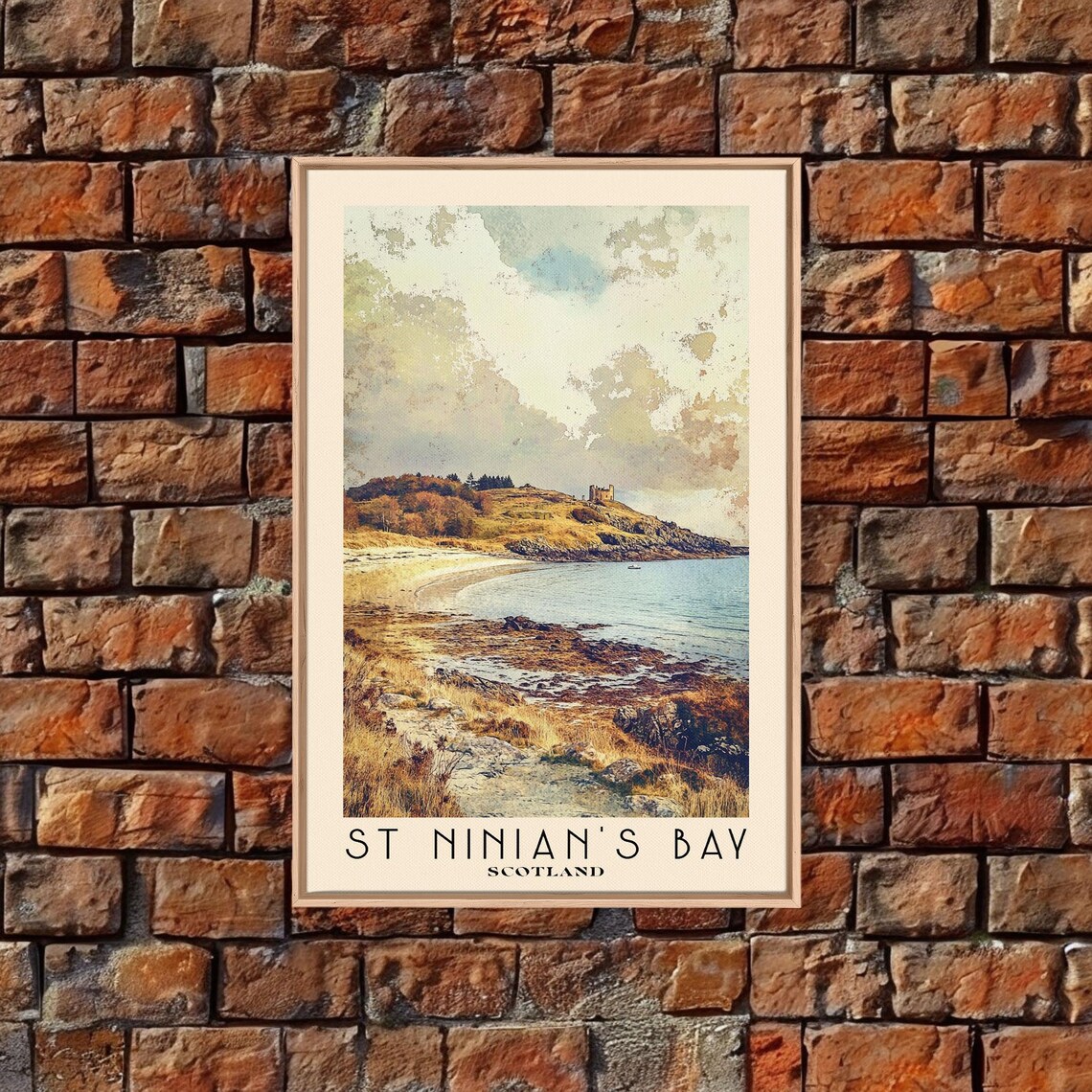 St Ninian's Bay Scotland Rocky Tidal Shore Headland Castle Poster