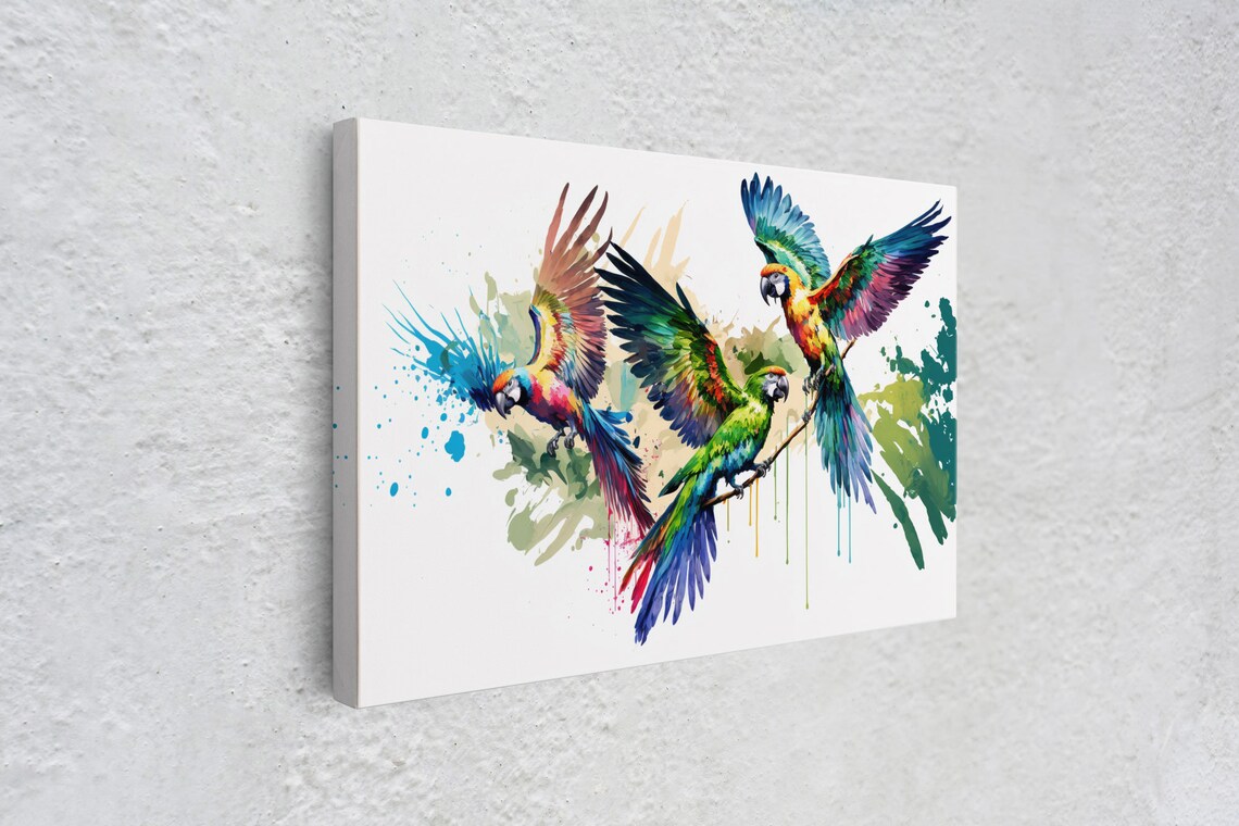 Birds Of Paradise 3 Watercolor Parrots, Boho Art Print - Image 4