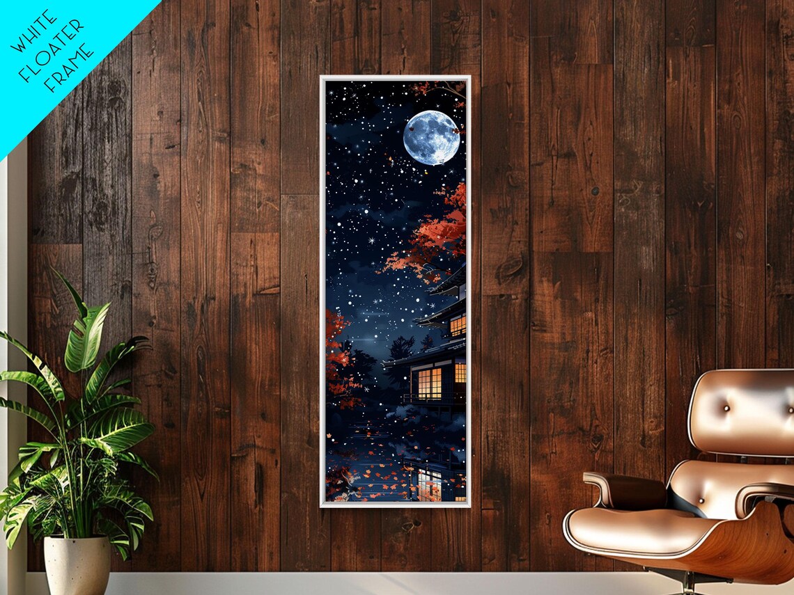 Starry Night Traditional Japanese Home Moonlit Sky Art Print - Image 4