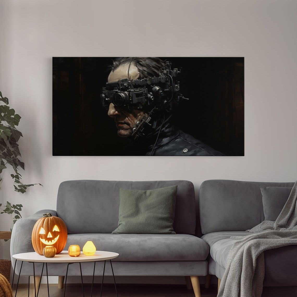 Victorian Steampunk Cyborg With Mechanical Goggles Profile Print - Image 3