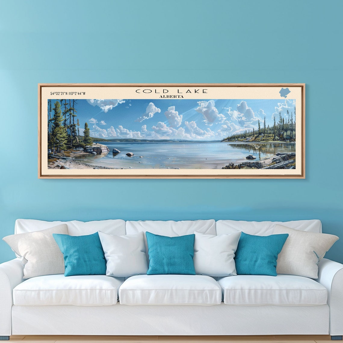 Cold Lake Alberta Blue Sky Clouds Rocky Pine Shores Travel Poster - Image 3