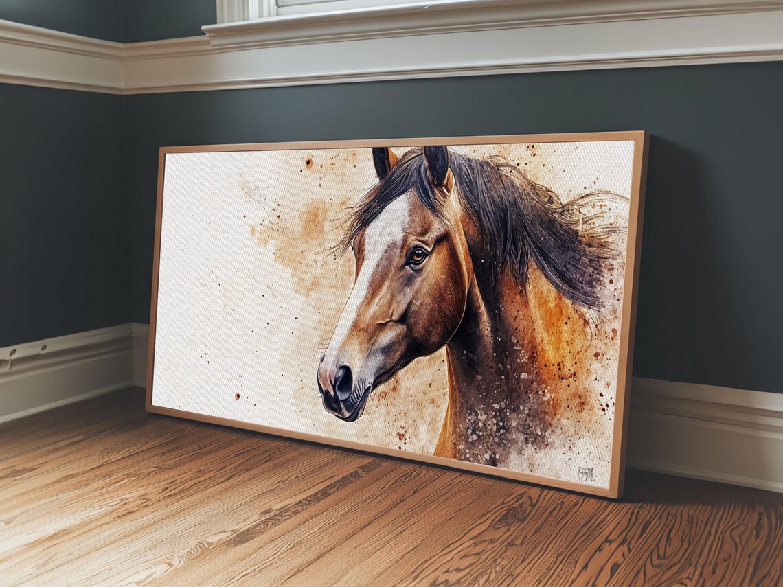 Chestnut Horse Portrait Rustic Watercolor Equestrian Farmhouse Poster - Image 3