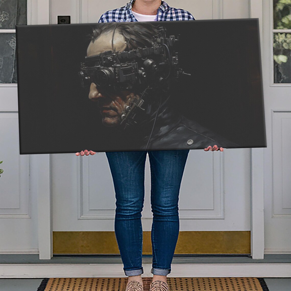 Steampunk Cyborg Mechanical Goggles Dark Portrait SciFi Horror Poster - Image 4