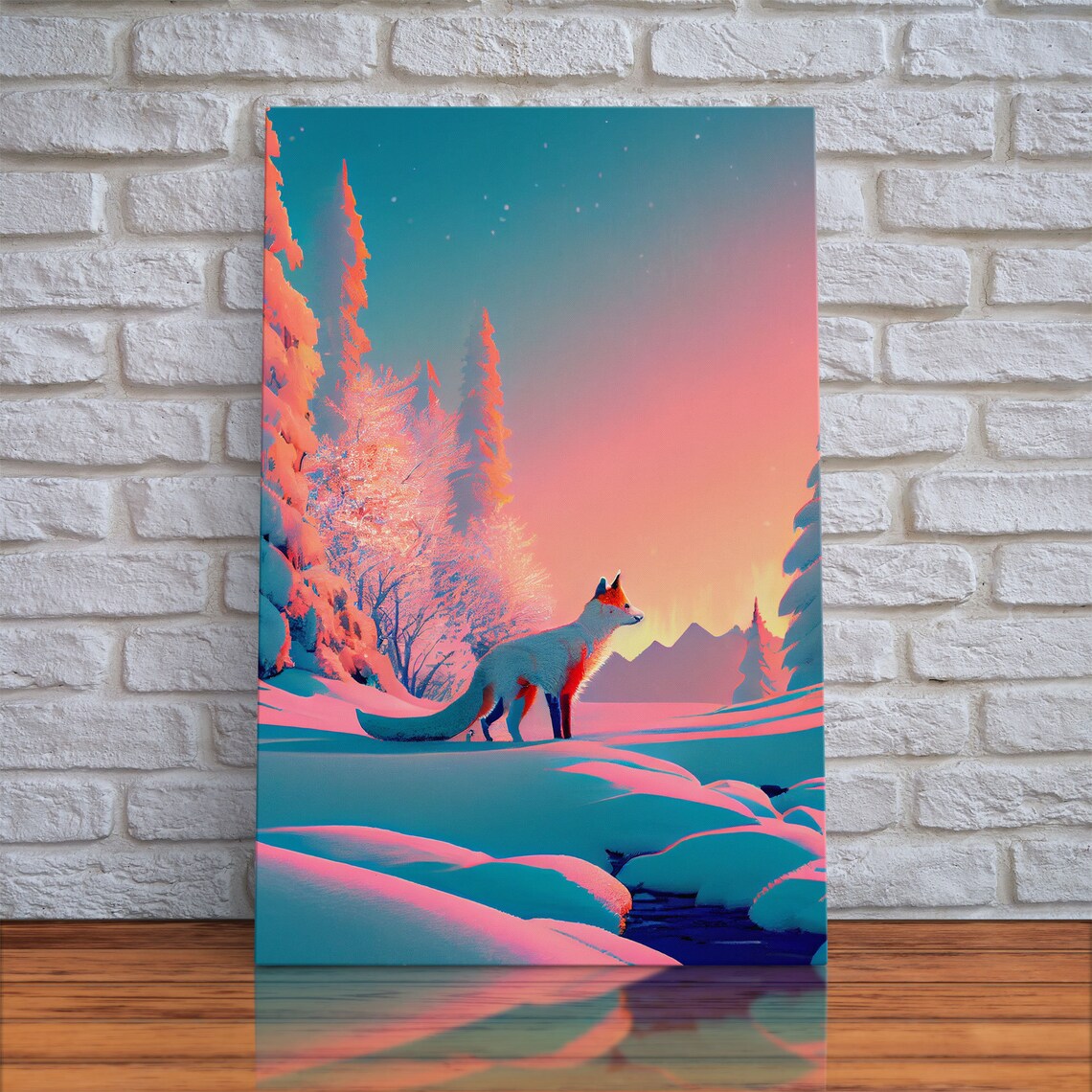 Cute Arctic Fox In The Snow, Animal Art Print