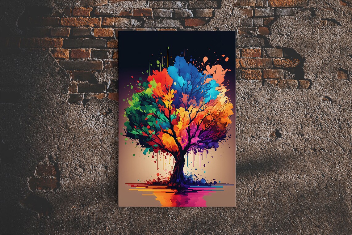Abstract Tree Watercolor Art Print, Bohemian Landscape
