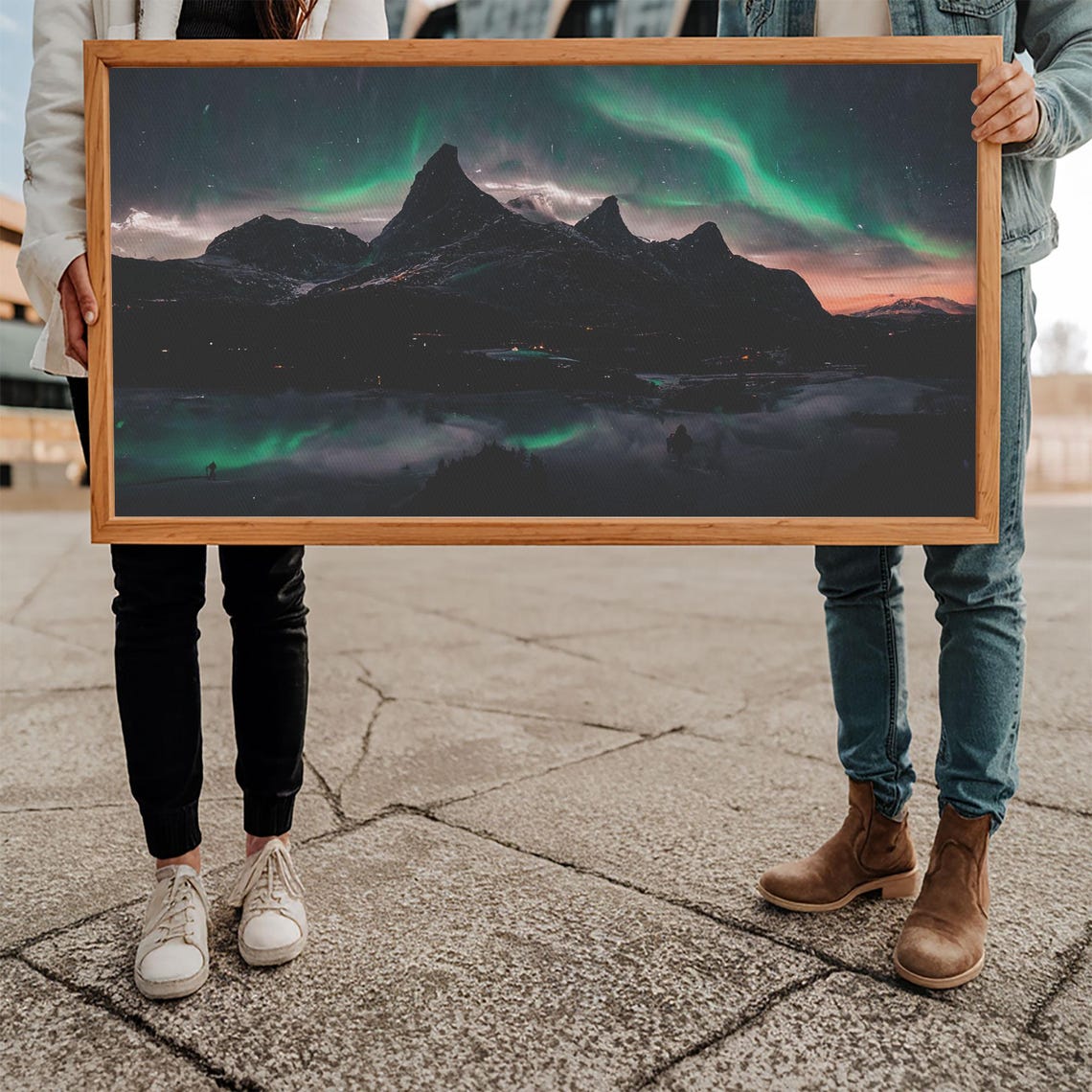 Northern Lights Aurora Borealis Over Mountains Night Sky Poster - Image 5