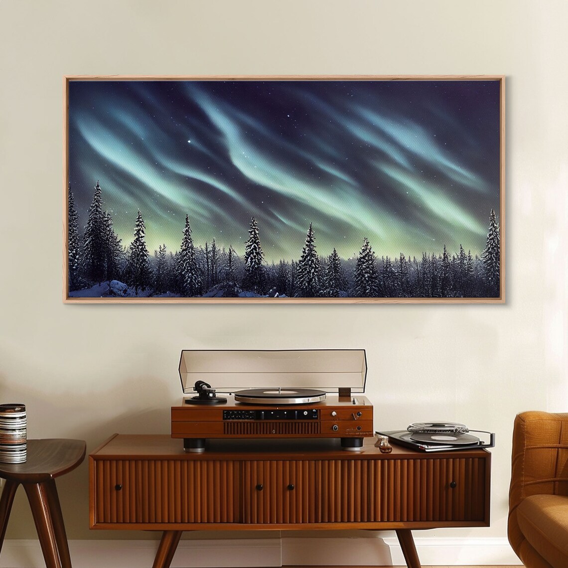 Aurora Borealis Over Snowy Forest Art Print - Image 5