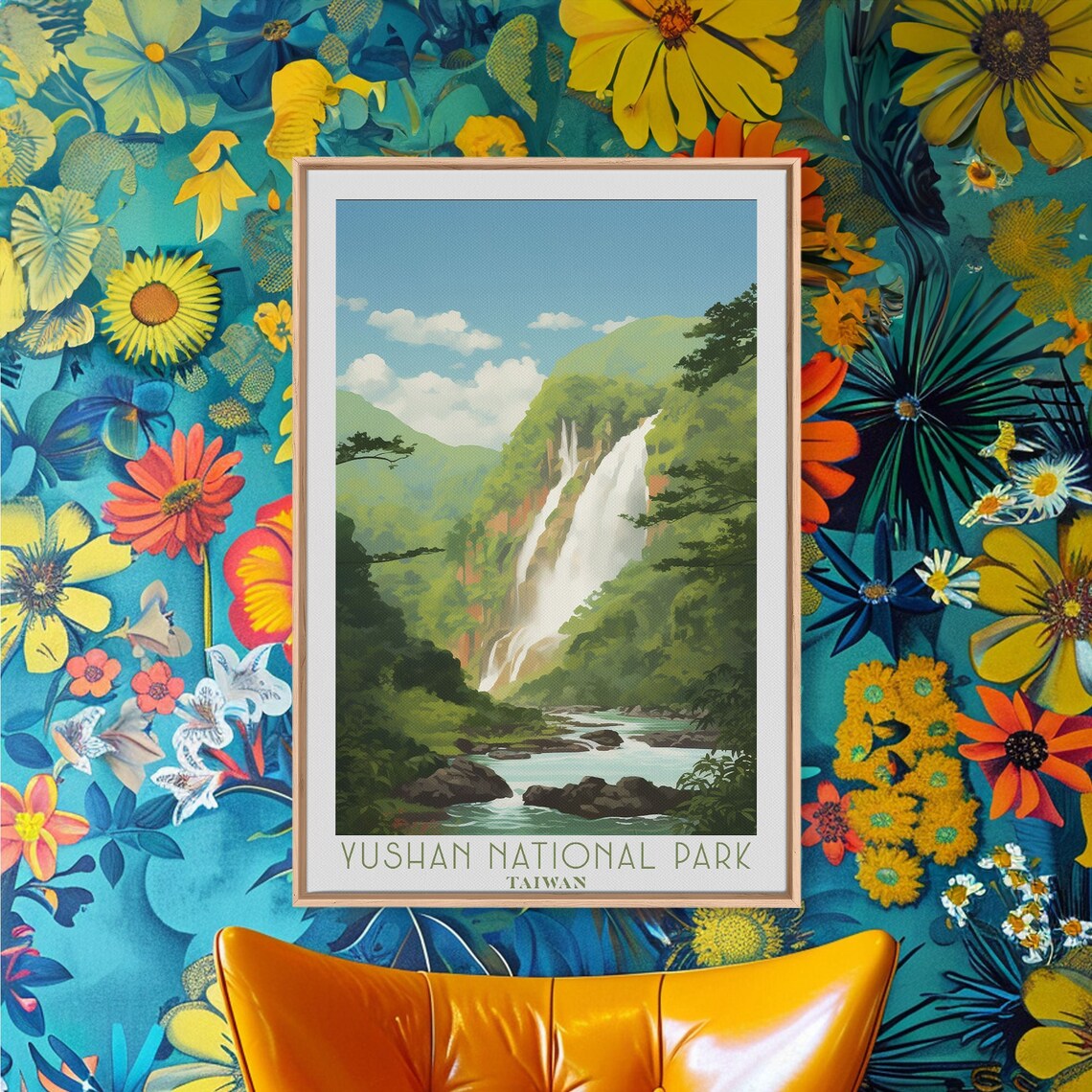 Yushan National Park Taiwan Waterfall Forest Mountain Travel Poster - Image 3