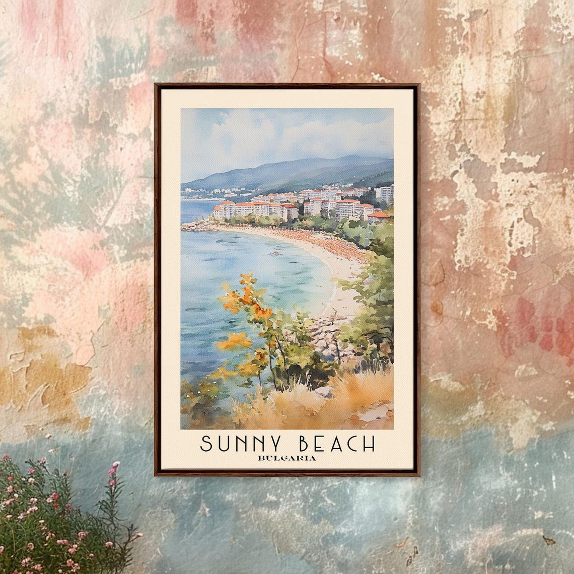 Sunny Beach Bulgaria Resort Bay Hotels Umbrella Lined Sand Poster - Image 4
