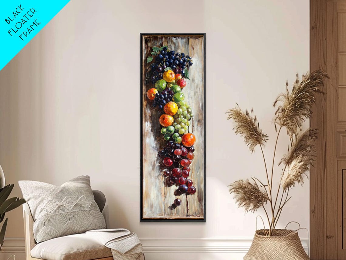 Retro Kitchen Wall Art Still Life Painting Of Fruit Print Narrow Art Narrow Wall Art Tall Skinny Art Skinny Narrow Wall Art - Image 5