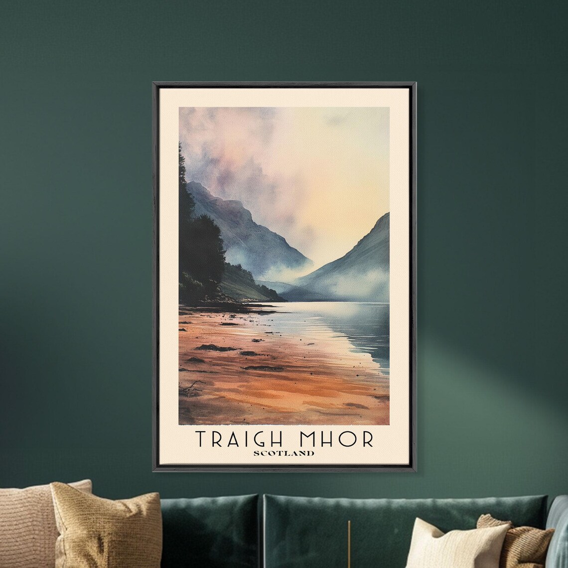 Traigh Mhor Scotland Misty Pink Sand Beach Mountain Backdrop Poster - Image 5