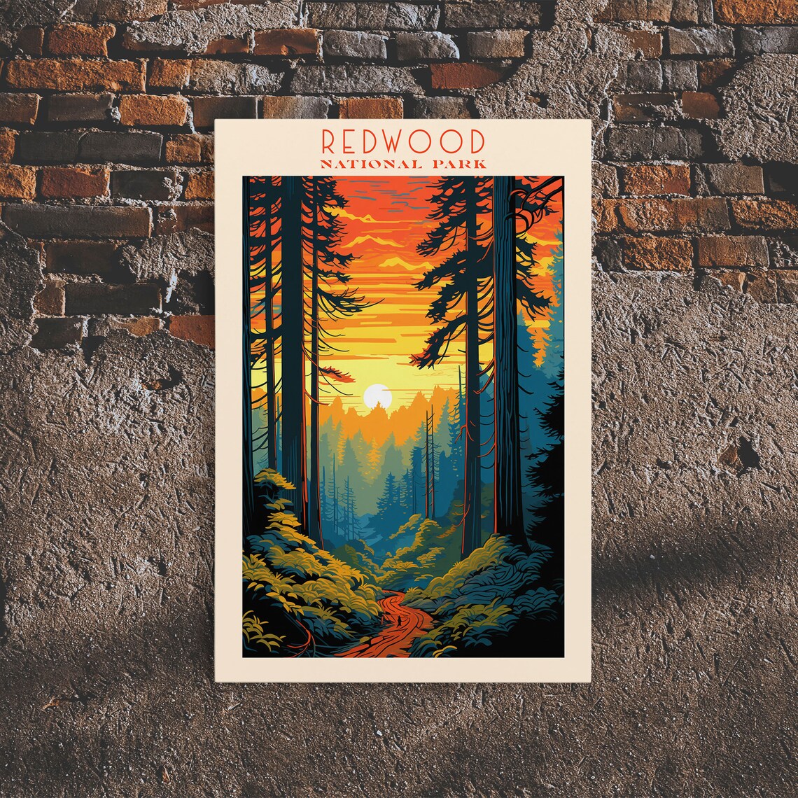 Redwood National Park California, Mid-Century Travel Poster - Image 6