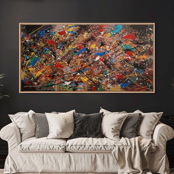 Beautiful Jackson Pollock Inspired Prrint Abstract Wall Art Painting Original Modern Home Dcor Large Wall Art Splatter