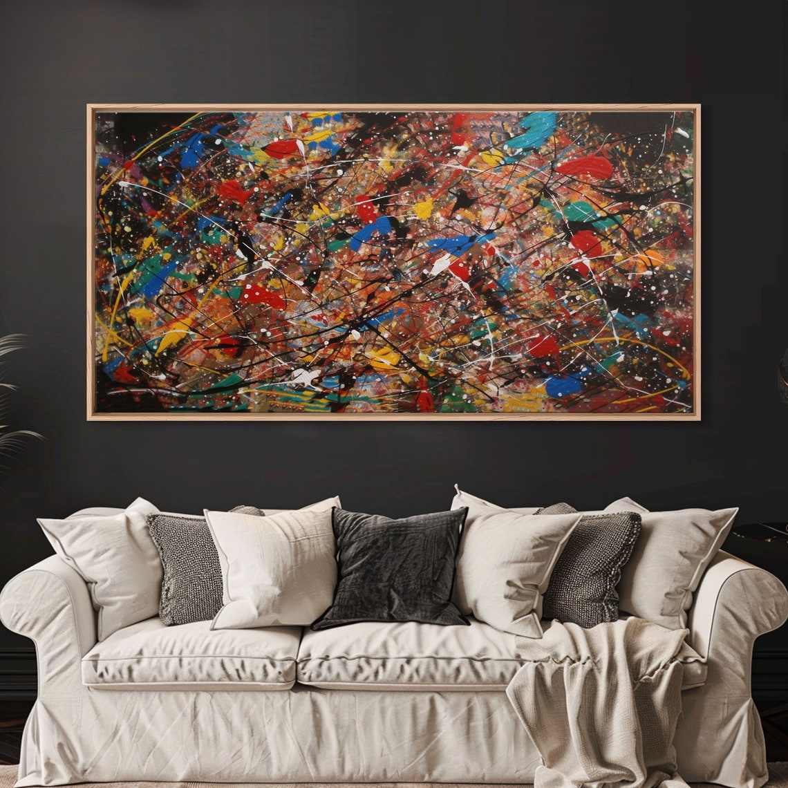 Colorful Drip Splatter Abstract Painting Modern Expressionist Poster